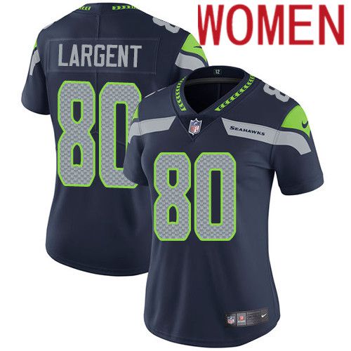 Women Seattle Seahawks 80 Steve Largent Nike Navy Vapor Limited NFL Jersey